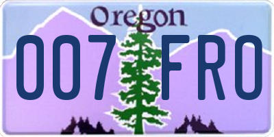 OR license plate 007FRO