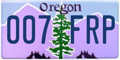 OR license plate 007FRP