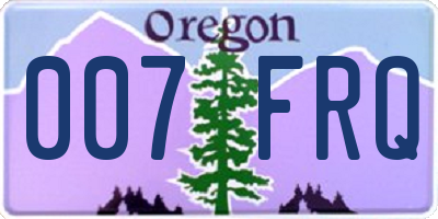 OR license plate 007FRQ