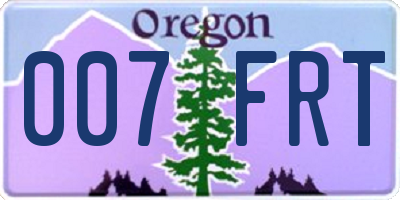 OR license plate 007FRT