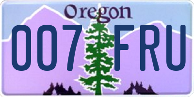 OR license plate 007FRU