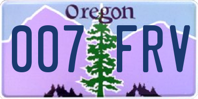 OR license plate 007FRV