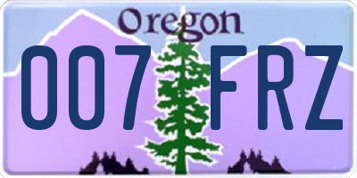 OR license plate 007FRZ
