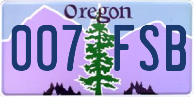 OR license plate 007FSB