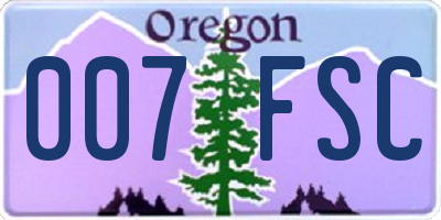 OR license plate 007FSC