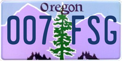 OR license plate 007FSG