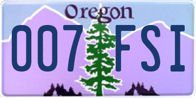 OR license plate 007FSI