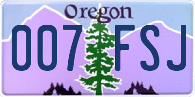 OR license plate 007FSJ
