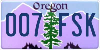 OR license plate 007FSK