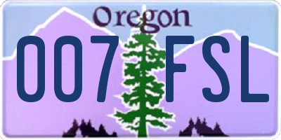 OR license plate 007FSL