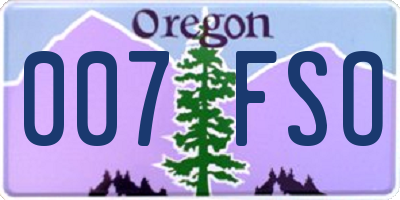 OR license plate 007FSO