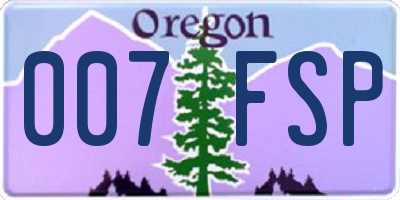 OR license plate 007FSP