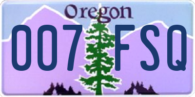 OR license plate 007FSQ