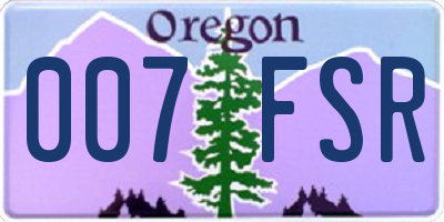 OR license plate 007FSR