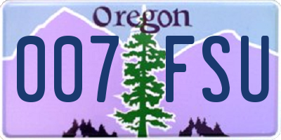 OR license plate 007FSU