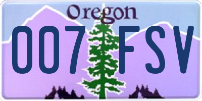 OR license plate 007FSV