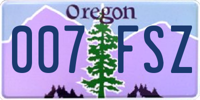 OR license plate 007FSZ