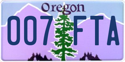 OR license plate 007FTA