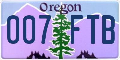 OR license plate 007FTB