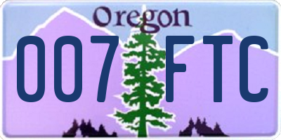 OR license plate 007FTC
