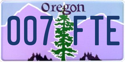 OR license plate 007FTE