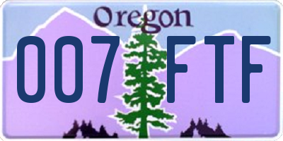 OR license plate 007FTF