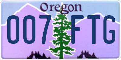 OR license plate 007FTG