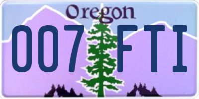 OR license plate 007FTI