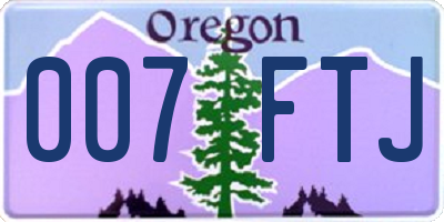 OR license plate 007FTJ