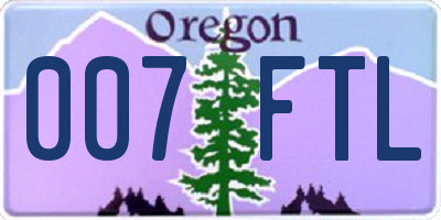 OR license plate 007FTL