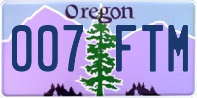 OR license plate 007FTM