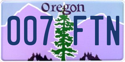 OR license plate 007FTN