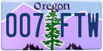 OR license plate 007FTW