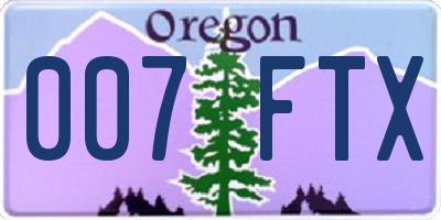 OR license plate 007FTX