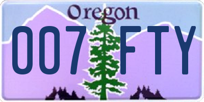 OR license plate 007FTY