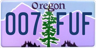 OR license plate 007FUF