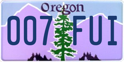 OR license plate 007FUI