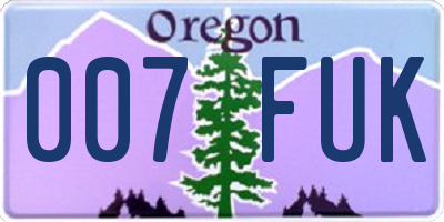OR license plate 007FUK