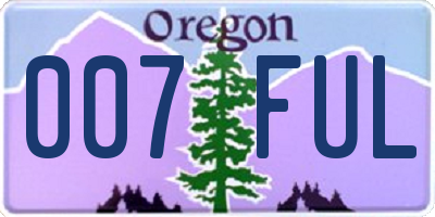 OR license plate 007FUL