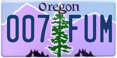 OR license plate 007FUM