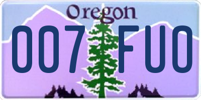OR license plate 007FUO
