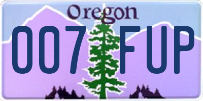 OR license plate 007FUP