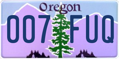 OR license plate 007FUQ