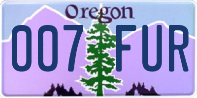 OR license plate 007FUR