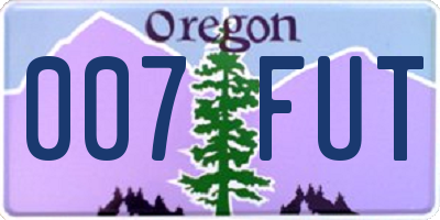OR license plate 007FUT
