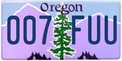 OR license plate 007FUU