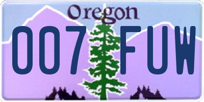 OR license plate 007FUW