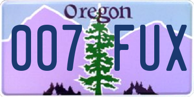 OR license plate 007FUX