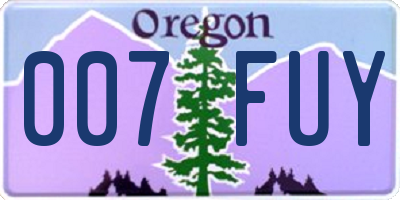 OR license plate 007FUY