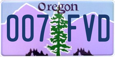 OR license plate 007FVD